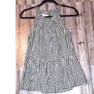 LOFT Black & White Gingham Check Swing Tank Top - Size S